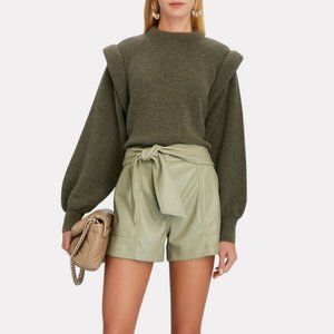 NTW RÓHE Blakey Strong Shoulder Alpaca-Wool Sweater in Olive/Army from Intermix
